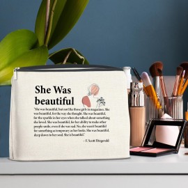 LyoGao Inspirational Gifts for Women, Motivational Gifts for Mom Daughter Sister Teen Girl Bestie Friends, Encouragement Gift She Was Beautiful Makeup Bag