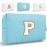 HENGNI Small Personalized Letter Makeup Bag, Cute PU Leather Chenille Letters Cosmetic Bag Travel Makeup Pouch, Preppy Travel Organizer Zipper Pouch for Women&GirlsBlue-P
