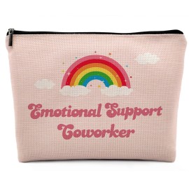 Dwept Emotional Support Coworker Makeup Bag, Employee Appreciation Gifts, Coworkers Gifts for Women Colleagues Pink Cosmetic Bag for Purse, Farewell Gonging Away Gifts for Work Friends Beauty Bag