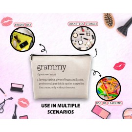 Dwept Grammy Definition Cosmetic Bag, Gifts for Grammy Grandmother from Grandchildren Grandkids, Mothers Day Birthday Gift for Grandma Nana Gigi Makeup Bag for Purse, Grammy Travel Toiletry Bag