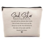Dwept Soul Sister Gifts for Women Cosmetic Bag, Friendship Gifts for Soul Sister Friends Bestie Bff Makeup Bag for Purse, Thank You Appreciation Gifts for Her Best Friends Travel Toiletry Bag