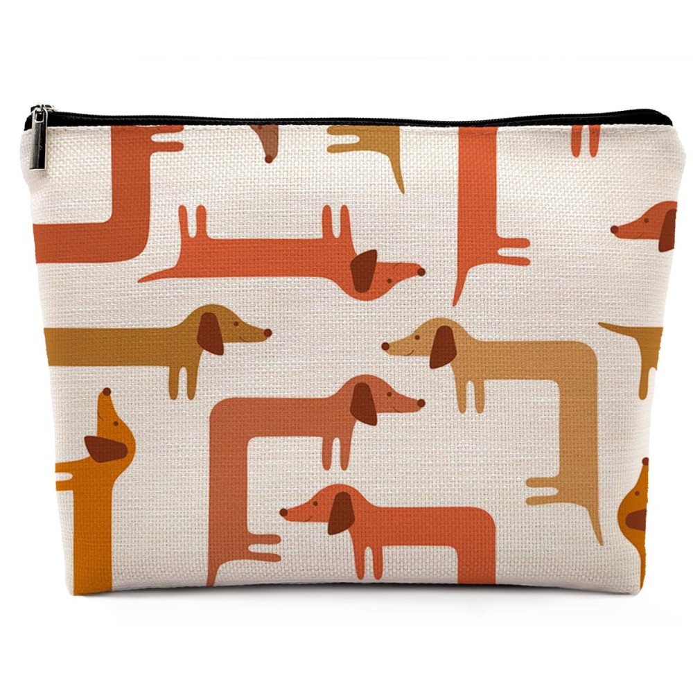 Dwept Dachshund Cosmetic Bag - Funny Dog Mom Gifts, Wiener Dog Travel Toiletry Bag