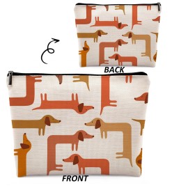 Dwept Dachshund Cosmetic Bag - Funny Dog Mom Gifts, Wiener Dog Travel Toiletry Bag