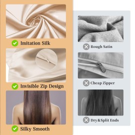 Satin Silk Pillowcase Gift Set for Women | Soft & Smooth Pillow Case | Spa Headband and Scrunchies | Silk Hair Scrunchies & Luxury Hair Accessories for Women | 4 Pieces Gift Set - Light Pink