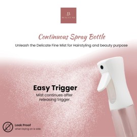 BEAUTY ME Continuous Mist Spray Bottle - 10.1oz Fine Mist Sprayer for Hair Styling, Cleaning, Plants, Salons, Essential Oils, and More - White BEAUTY ME Continuous Mist Spray Bottle - 10.1oz Fine Mist Sprayer for Hair Styling, Cleaning, Plants, Salons, Essential Oils, and More - White