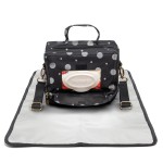 Small Crossbody Diaper Changing Bag with Portable Baby Changing Pad, Front Wipes Pocket Opening, Shoulder & Stroller Straps Included (Black and White Polkadot)- Insulated Bottom