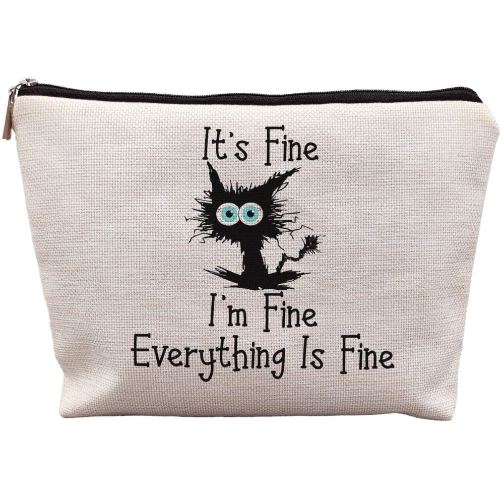 Cat Makeup Bag,Cat Gifts For Cat Lovers,Cat Themed Gifts,It\'s Fine I\'m Fine Everything Is Fine Makeup Cosmetic Bag Pouch,Gifts For Cat Owners Women Teen Girls Cat Makeup Bag,Cat Gifts For Cat Lovers,Cat Themed Gifts,It\'s Fine I\'m Fine Everything Is Fine Makeup Cosmetic Bag Pouch,Gifts For Cat Owners Women Teen Girls