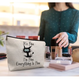 Cat Makeup Bag,Cat Gifts For Cat Lovers,Cat Themed Gifts,It\'s Fine I\'m Fine Everything Is Fine Makeup Cosmetic Bag Pouch,Gifts For Cat Owners Women Teen Girls Cat Makeup Bag,Cat Gifts For Cat Lovers,Cat Themed Gifts,It\'s Fine I\'m Fine Everything Is Fine Makeup Cosmetic Bag Pouch,Gifts For Cat Owners Women Teen Girls