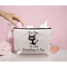 Cat Makeup Bag,Cat Gifts For Cat Lovers,Cat Themed Gifts,It\'s Fine I\'m Fine Everything Is Fine Makeup Cosmetic Bag Pouch,Gifts For Cat Owners Women Teen Girls Cat Makeup Bag,Cat Gifts For Cat Lovers,Cat Themed Gifts,It\'s Fine I\'m Fine Everything Is Fine Makeup Cosmetic Bag Pouch,Gifts For Cat Owners Women Teen Girls