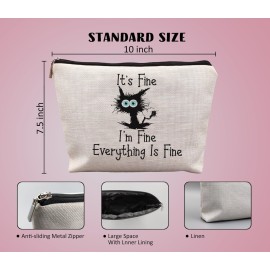 Cat Makeup Bag,Cat Gifts For Cat Lovers,Cat Themed Gifts,It\'s Fine I\'m Fine Everything Is Fine Makeup Cosmetic Bag Pouch,Gifts For Cat Owners Women Teen Girls Cat Makeup Bag,Cat Gifts For Cat Lovers,Cat Themed Gifts,It\'s Fine I\'m Fine Everything Is Fine Makeup Cosmetic Bag Pouch,Gifts For Cat Owners Women Teen Girls