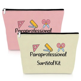 2 Pack Paraeducator Appreciation Gift Para Teacher Gifts 2 Pieces Makeup Bag Paraprofessional Thank You Presents Teaching Cosmetic Pouch Teacher Assistant Birthday Christmas Retirement Presents