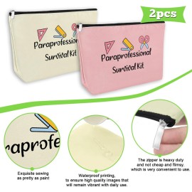 2 Pack Paraeducator Appreciation Gift Para Teacher Gifts 2 Pieces Makeup Bag Paraprofessional Thank You Presents Teaching Cosmetic Pouch Teacher Assistant Birthday Christmas Retirement Presents