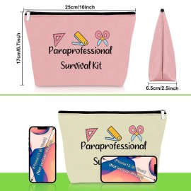 2 Pack Paraeducator Appreciation Gift Para Teacher Gifts 2 Pieces Makeup Bag Paraprofessional Thank You Presents Teaching Cosmetic Pouch Teacher Assistant Birthday Christmas Retirement Presents