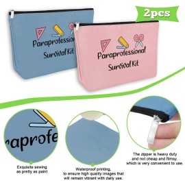 2 Pack Paraprofessional Makeup Bag Paraprofessional Thank You Gifts Paraeducator Gifts Teacher Appreciation Presents Teaching Assistant Presents for Para Teacher Retirement Birthday 2 PCS Cosmetic Bag