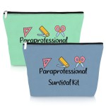 Para Teacher Gift 2 Pieces Cosmetic Bag Paraprofessional Gift for Teaching Assistant Paraeducator 2 Pack Makeup Bag Thank You Present for Para Teacher Retirement Graduation Present 2PCS Travel Pouch