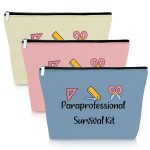 3 Pack Paraprofessional Appreciation Gift Makeup Bag Para Paraeducator Gifts Teaching Assistant Presents 3PCS Cosmetic Bag Teachers\' Day Birthday Presents for Para Teachers Travel Cosmetic Pouch