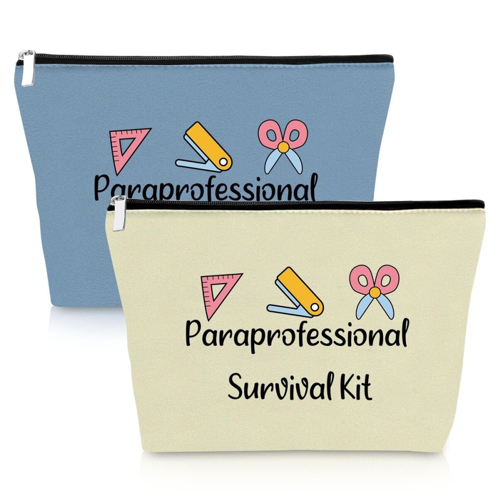 2 Pack Paraprofessional Makeup Bag Para Teacher Appreciation Gifts 2PCS Cosmetic Bag Para Gifts for Paraeducator Paraprofessional Christmas Birthday Travel Cosmetic Pouch Teacher Thank You Presents