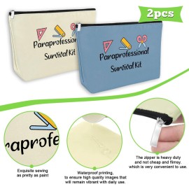 2 Pack Paraprofessional Makeup Bag Para Teacher Appreciation Gifts 2PCS Cosmetic Bag Para Gifts for Paraeducator Paraprofessional Christmas Birthday Travel Cosmetic Pouch Teacher Thank You Presents