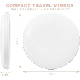 MY BEAUTY LIGHT Bright Compact Mirror with Light, Durable Rechargeable 1X/3X Magnifying Mirror with Light, 3 Color Temperature Travel Makeup Mirror with Lights for Handbag Purse Pocket (White)