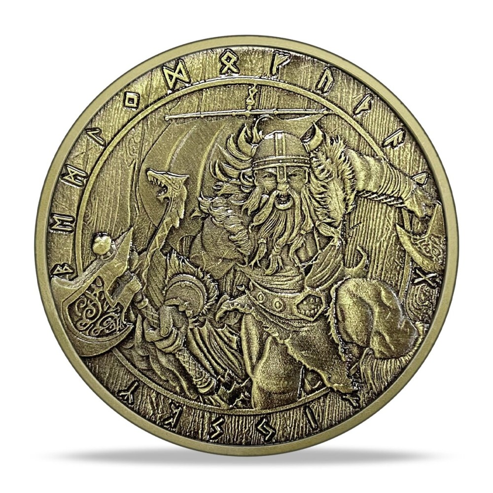Norse Viking Warrior Coin Fight for Glory See Us in Valhalla Nordic Mythology Amulet for Men Viking Coin