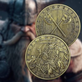 Norse Viking Warrior Coin Fight for Glory See Us in Valhalla Nordic Mythology Amulet for Men Viking Coin