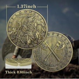 Norse Viking Warrior Coin Fight for Glory See Us in Valhalla Nordic Mythology Amulet for Men Viking Coin
