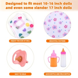 CARANOVO Baby Doll Accessories Set - 7 Pcs Feeding and Caring Set with Magic Disappearing Bottles, Pacifier, Diapers and Bibs Doll Pretend Play Gift for Kids