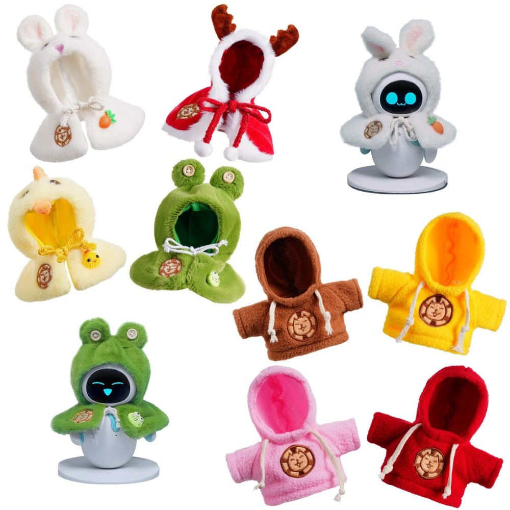 Cape & Hoodie Outfit Set for Eilik - 4 Pcs Furry Hoodie in Four Colors & 4 Pcs Furry pet Cape in Four Styles. Ideal for Dressing Eilik and Other Suitable Toys.