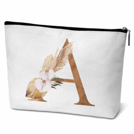 ONDTOM A-Z Personalized Makeup Bag, Boho Floral Letter A Cosmetic Bag, Idea Birthday Gifts for Women Mom, Gifts for Best Friend Bride Bridesmaid Cosmetic Bag - A01 ONDTOM A-Z Personalized Makeup Bag, Boho Floral Letter A Cosmetic Bag, Idea Birthday Gifts for Women Mom, Gifts for Best Friend Bride Bridesmaid Cosmetic Bag - A01