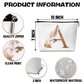 ONDTOM A-Z Personalized Makeup Bag, Boho Floral Letter A Cosmetic Bag, Idea Birthday Gifts for Women Mom, Gifts for Best Friend Bride Bridesmaid Cosmetic Bag - A01 ONDTOM A-Z Personalized Makeup Bag, Boho Floral Letter A Cosmetic Bag, Idea Birthday Gifts for Women Mom, Gifts for Best Friend Bride Bridesmaid Cosmetic Bag - A01