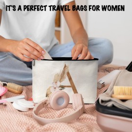 ONDTOM A-Z Personalized Makeup Bag, Boho Floral Letter A Cosmetic Bag, Idea Birthday Gifts for Women Mom, Gifts for Best Friend Bride Bridesmaid Cosmetic Bag - A01 ONDTOM A-Z Personalized Makeup Bag, Boho Floral Letter A Cosmetic Bag, Idea Birthday Gifts for Women Mom, Gifts for Best Friend Bride Bridesmaid Cosmetic Bag - A01