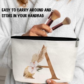 ONDTOM A-Z Personalized Makeup Bag, Boho Floral Letter A Cosmetic Bag, Idea Birthday Gifts for Women Mom, Gifts for Best Friend Bride Bridesmaid Cosmetic Bag - A01 ONDTOM A-Z Personalized Makeup Bag, Boho Floral Letter A Cosmetic Bag, Idea Birthday Gifts for Women Mom, Gifts for Best Friend Bride Bridesmaid Cosmetic Bag - A01