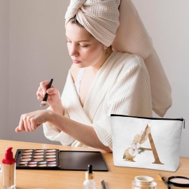 ONDTOM A-Z Personalized Makeup Bag, Boho Floral Letter A Cosmetic Bag, Idea Birthday Gifts for Women Mom, Gifts for Best Friend Bride Bridesmaid Cosmetic Bag - A01 ONDTOM A-Z Personalized Makeup Bag, Boho Floral Letter A Cosmetic Bag, Idea Birthday Gifts for Women Mom, Gifts for Best Friend Bride Bridesmaid Cosmetic Bag - A01