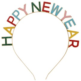  Happy New Year Headband for Women Girls, Rainbow Colorful, 1 Pack