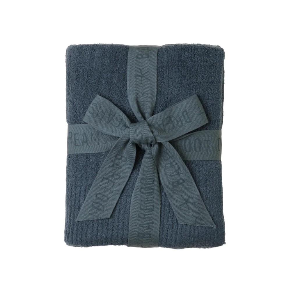 Barefoot Dreams CozyChic Lite Ribbed Baby Blanket, Smokey Blue 30x40