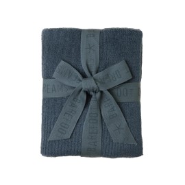 Barefoot Dreams CozyChic Lite Ribbed Baby Blanket, Smokey Blue 30x40
