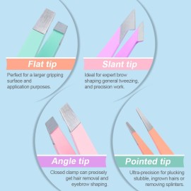 TsMADDTs Tweezers for Women Facial Hair - Precision Tweezers Set with Travel Case - Stainless Steel with Scissor, Mirror