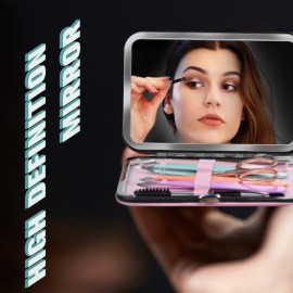 TsMADDTs Tweezers for Women Facial Hair - Precision Tweezers Set with Travel Case - Stainless Steel with Scissor, Mirror