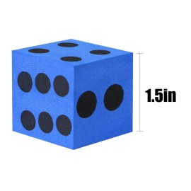 MIDELONG Foam Dice Set, 1.5 Inch Large Assorted Colorful Foam Dice Cubes with Number Dots, Playing Square Blocks Use for Gift Games Math Teaching Party Supplies, Pack of 6