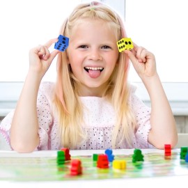 MIDELONG Foam Dice Set, 1.5 Inch Large Assorted Colorful Foam Dice Cubes with Number Dots, Playing Square Blocks Use for Gift Games Math Teaching Party Supplies, Pack of 6