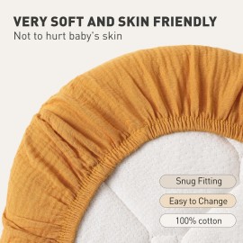Muslin Bassinet Fitted Sheets, 2 Pack for Baby Boy and Girl, Soft Breathable Stretchy Baby Pad/Mattress Sheet Set, Universal Fit for Hourglass Oval and Rectangle Bassinet Mattress (Elegant Colors)