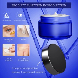 Lil Ray 1 oz Round Cobalt Blue Glass Jar with Inner Liners and Black Lid (12pcs)