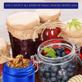 Lil Ray 1 oz Round Cobalt Blue Glass Jar with Inner Liners and Black Lid (12pcs)