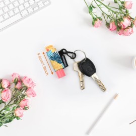 4 Pack Compact Clip-On Lipstick Holder Lip Balm Holder Keychain, Premium Release Clip Elastic Sleeves Lip Gross Holder Keychain Clip On Lipstick Sleeve, Fits Most Standard Lip Balm