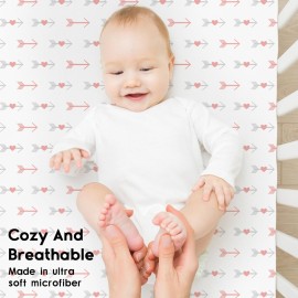 Yoofoss Baby Crib Sheets for Boys Girls, Fitted Crib Sheet 2 Pack for Standard Crib and Toddler Mattress, Super Soft Microfiber Baby Sheet 28x52x8in(Arrow)