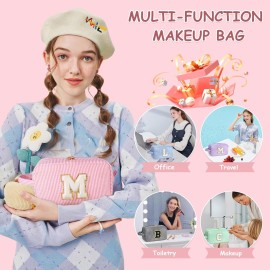 YOOLIFE Birthday Gifts for Women - Personalized Gifts Idea for Women Her Mom Best Friend Sister Teacher Bridesmaid, Monogram Initial Purple Makeup Bag Cute Cosmetic Toiletry Pouch Bag Make Up Case S