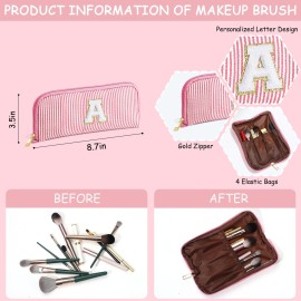 YOOLIFE Birthday Gifts for Women - Personalized Gifts Idea for Women Her Mom Best Friend Sister Teacher Bridesmaid, Monogram Initial Purple Makeup Bag Cute Cosmetic Toiletry Pouch Bag Make Up Case S