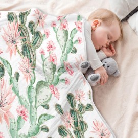 Cactus Baby Blanket for Girls Boys Soft Warm Reversible Infant, Newborn, Toddler Receiving Blanket Unisex Travel Throw Blanket for Crib Stroller Nursery, 30x40