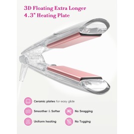 LANDOT Flat Iron Hair Straightener: Ceramic Ionic Straightener for Frizz-Free Shine - Adjustable Temp 250-450F & Auto Shut Off + Travel Pouch