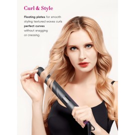 LANDOT Flat Iron Hair Straightener: Ceramic Ionic Straightener for Frizz-Free Shine - Adjustable Temp 250-450F & Auto Shut Off + Travel Pouch